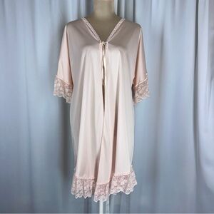 Vintage‎ ShadowLine Peignoir Robe Sz M Pink Sheer Chiffon Nylon Made In USA